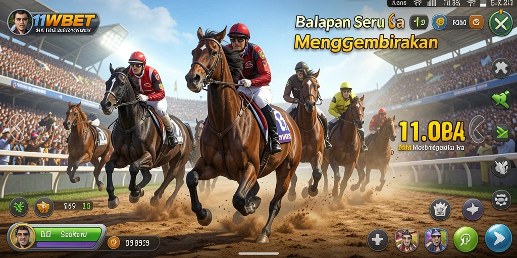 Tampilan gameplay 11WBET yang mendebarkan di lintasan balapan.