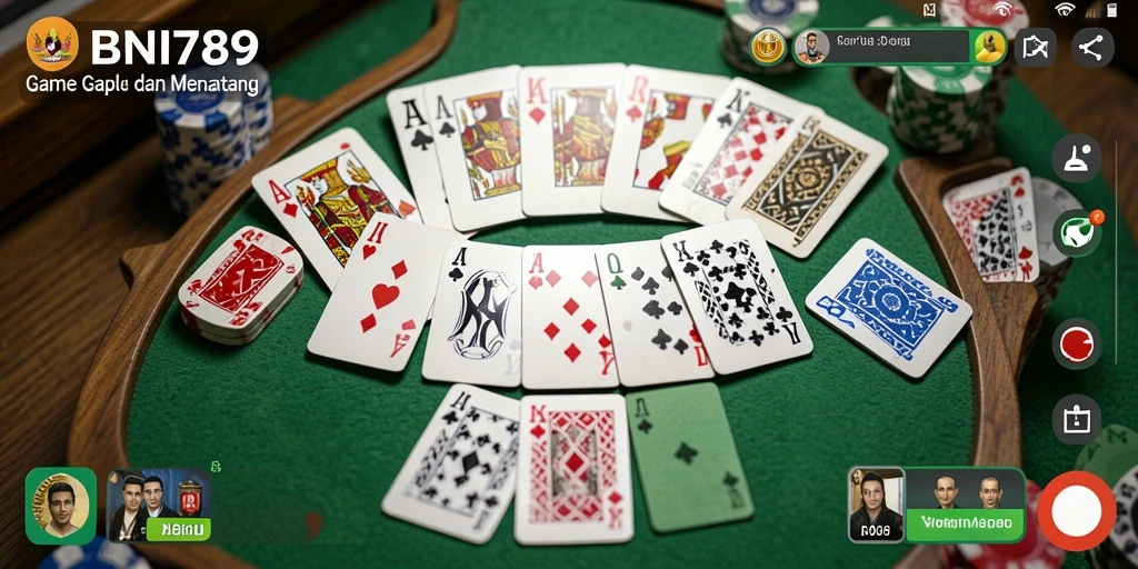 Screenshot gameplay BNI789 menampilkan interaksi pemain dalam game Gaple.