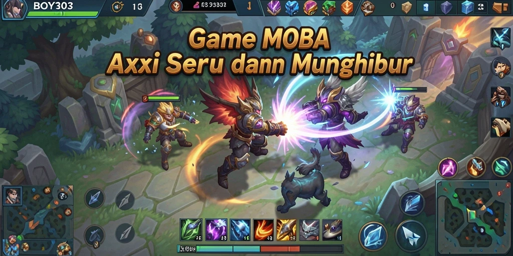 Tampilan seru gameplay BOY303 dalam pertarungan MOBA.