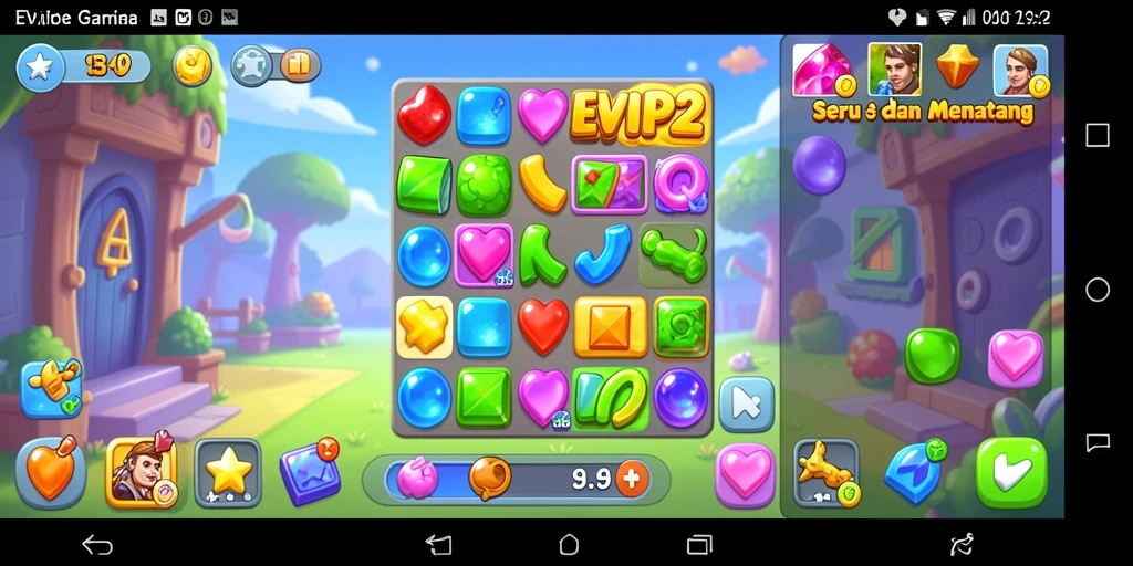 Screenshot gameplay EVIP2 menampilkan serunya mencocokkan permata.