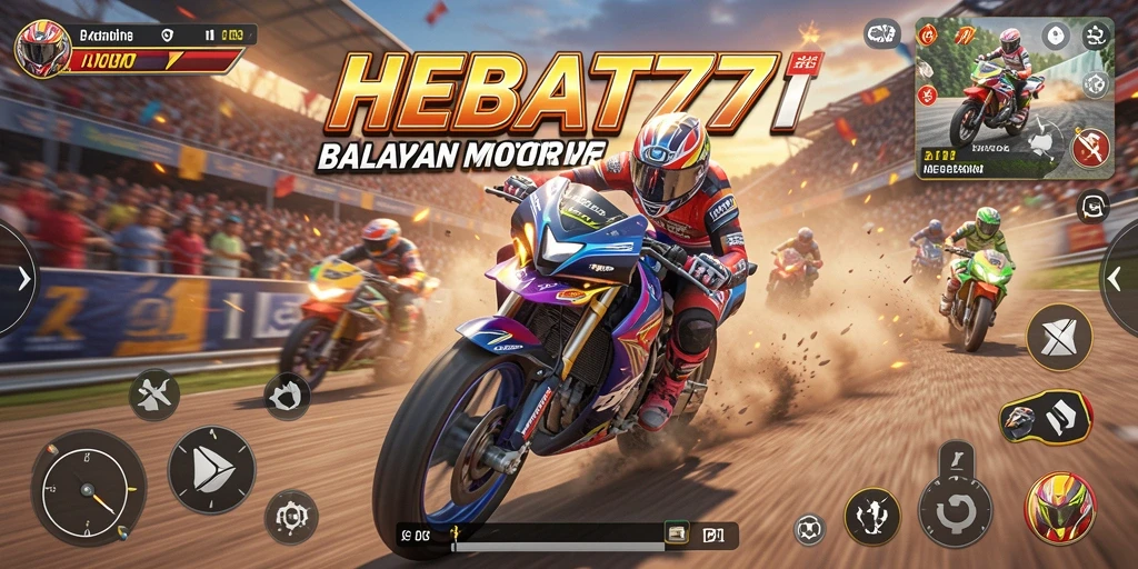 Gameplay seru HEBAT777 dengan balapan motor yang mendebarkan.