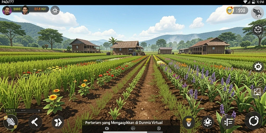 Gameplay PADI777 yang menampilkan kebun dan tanaman yang indah.