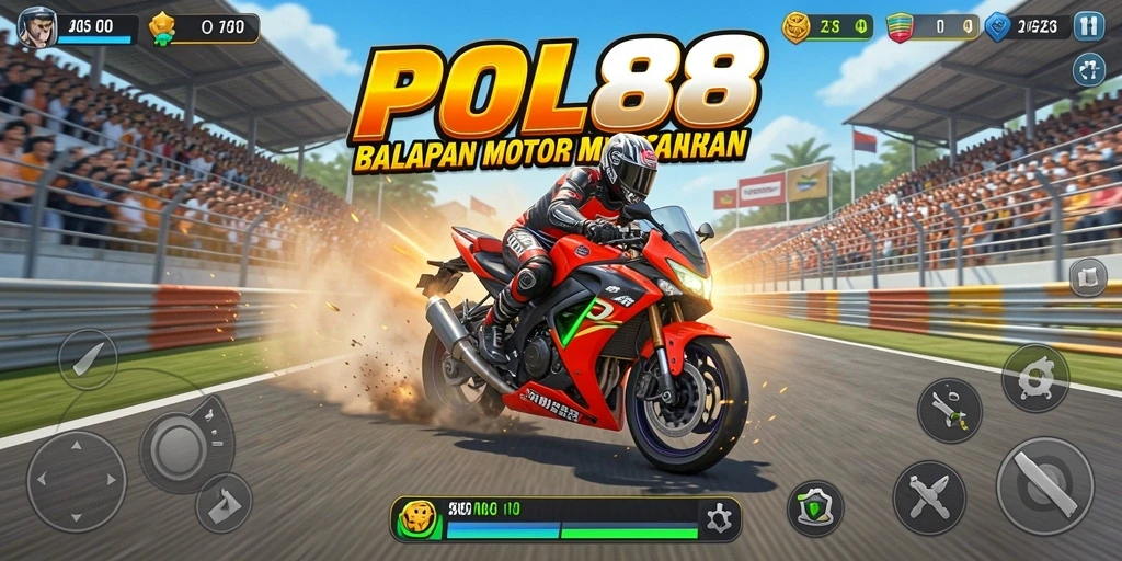 Gameplay balapan motor yang intens dan mendebarkan.