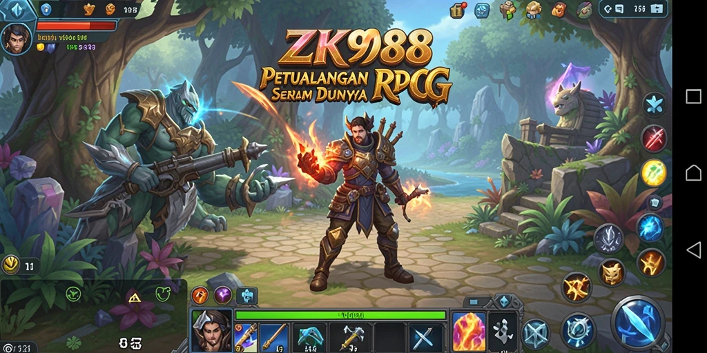 Screenshot ZK988 menampilkan aksi pertarungan seru dalam dunia RPG.